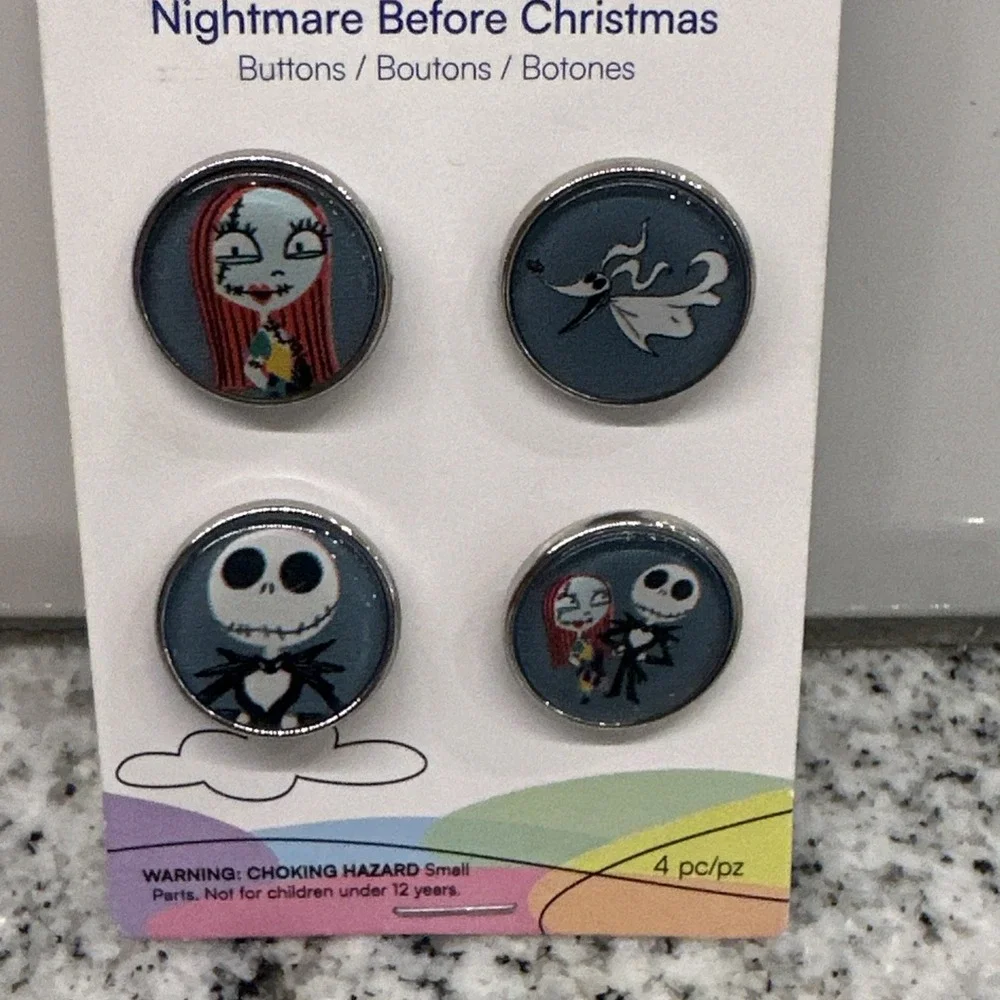 Nightmare Before Christmas Buttons Disney Dress It Up 4 Pack‎ New